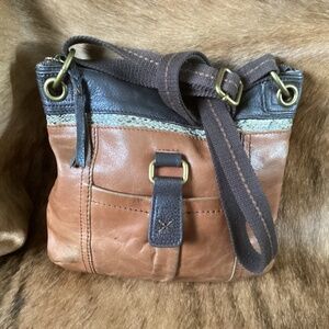 The Sak Brown Leather Multi Pocket Crossbody Handbag